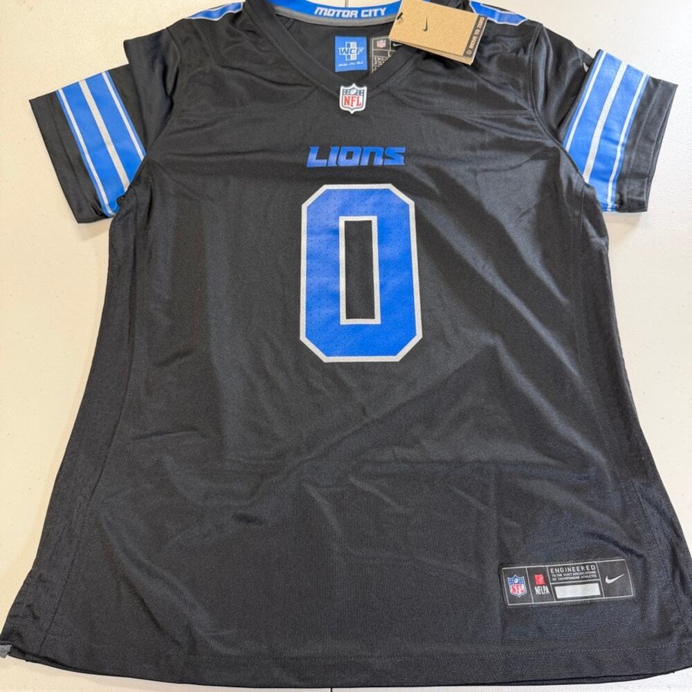 Jahmyr Gibbs Detroit Lions Nike NFL Women's Alternate Black Jersey Large NWT